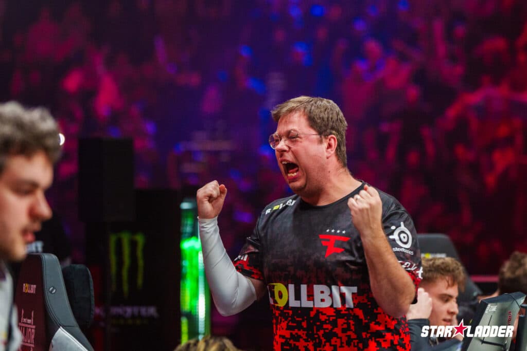 FaZe | karrigan at the CS2 Budapest Major 2025 Playoffs (Image via StarLadder)