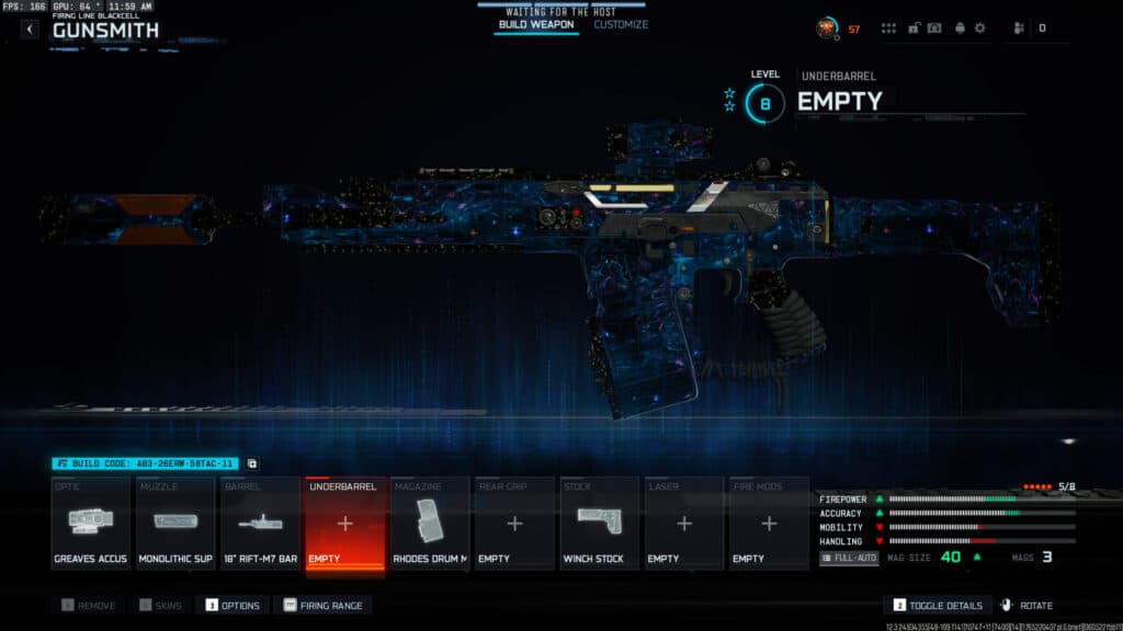 The MXR-17 loadout in Warzone. Screenshot by esports.gg