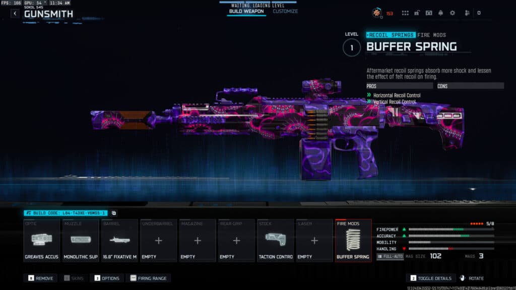 The Sokol 545 loadout in Warzone. Screenshot by esports.gg