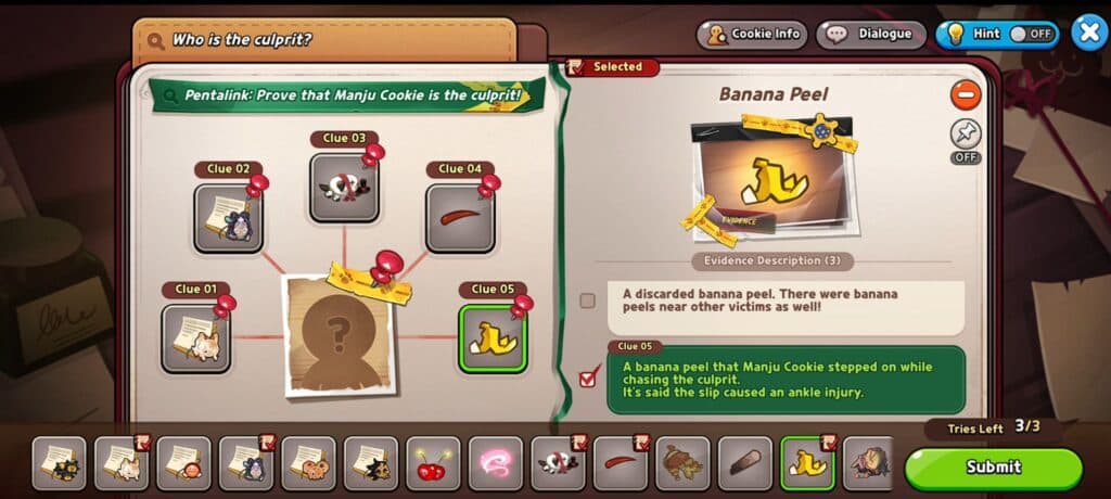 Connect clues to prove Manju Cookie is the culprit (Screenshot via esports.gg)