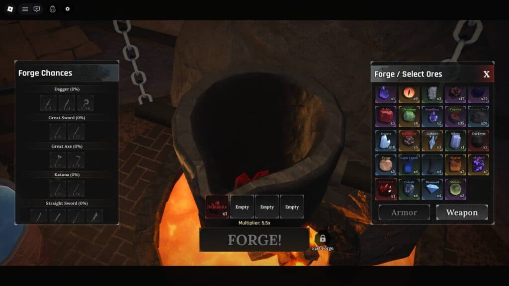 Demonite ore has a stat multiplier of 5.5 (Screenshot via esports.gg)