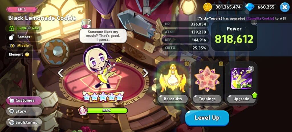 Black Lemonade Cookie build (Screenshot via esports.gg)