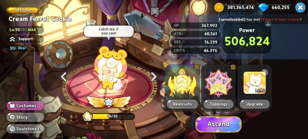 Cream Ferret Cookie build (Screenshot via esports.gg)
