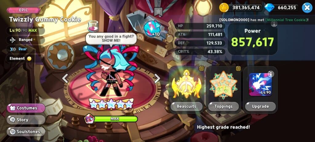 Twizzly Gummy Cookie build (Screenshot via esports.gg)