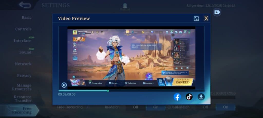 You can choose to share it on social media or download the video (Screenshot via esports.gg)