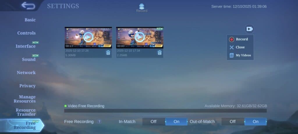 Enable the clip-sharing feature in the settings menu. (Screenshot via esports.gg)