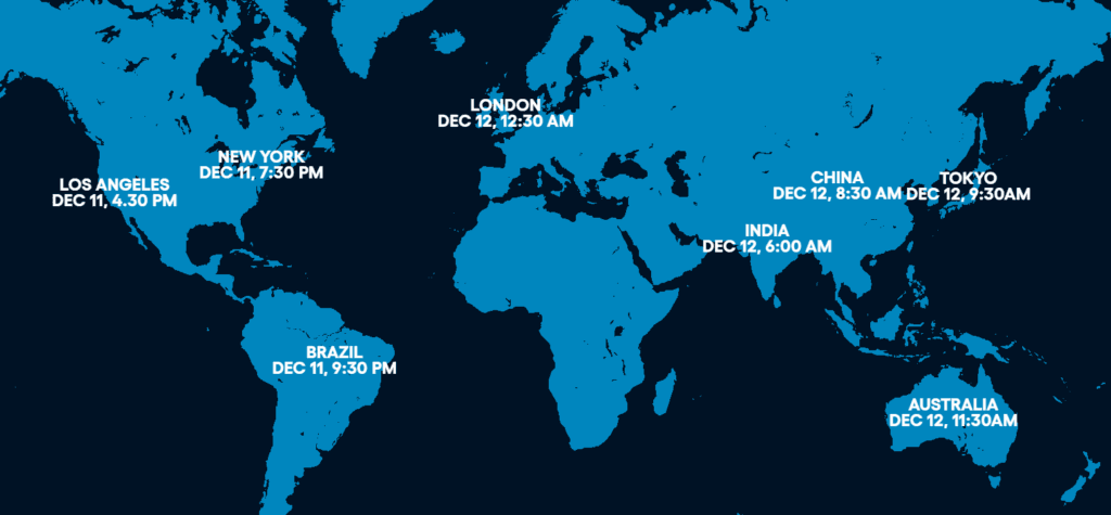 Locations and times for The Game Awards 2025 (Image via The Game Awards)