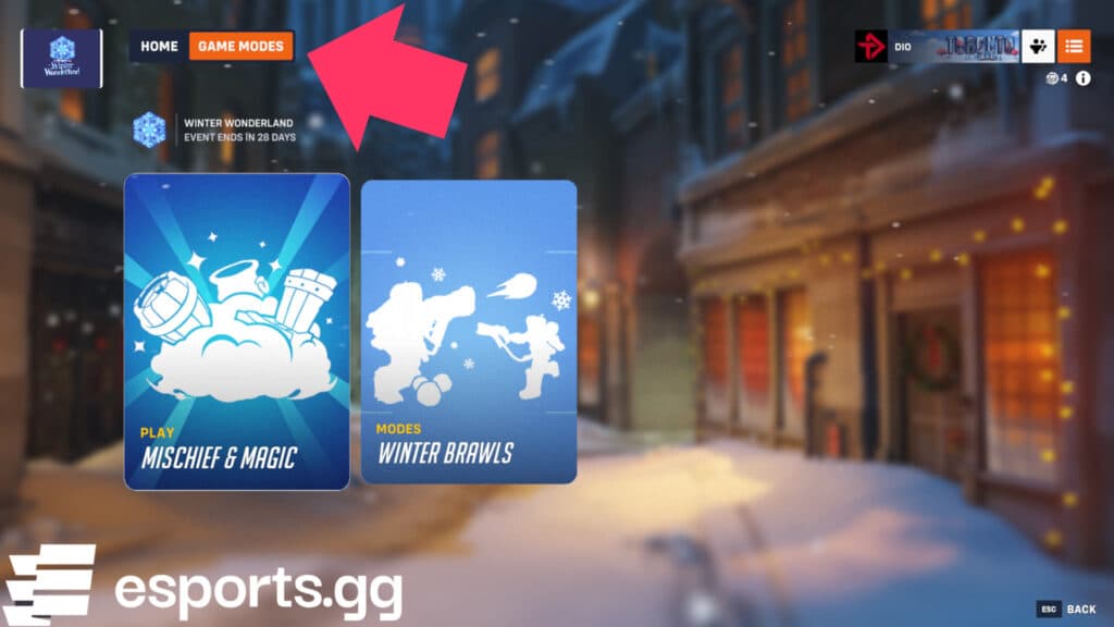 How to find the Mischief & Magic game mode in Overwatch 2 (Screenshot via esports.gg)