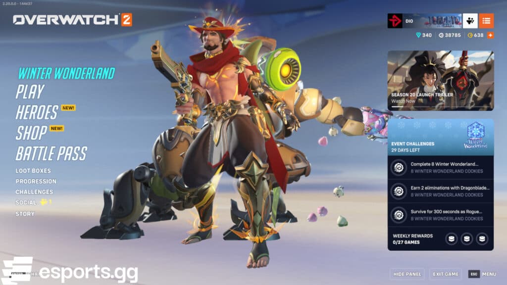 The Overwatch 2 Season 20 mythic hero skin goes to Cassidy (Screenshot via esports.gg)