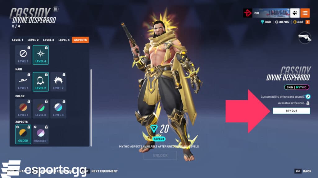 Cassidy's Gilded skin (Screenshot via esports.gg)