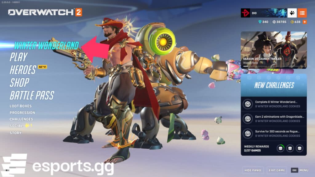 How to access the Overwatch 2 Winter Wonderland event (Screenshot via esports.gg)