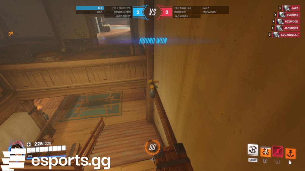 We constantly moved around map to confuse Genji players in this round (Screenshot via esports.gg)