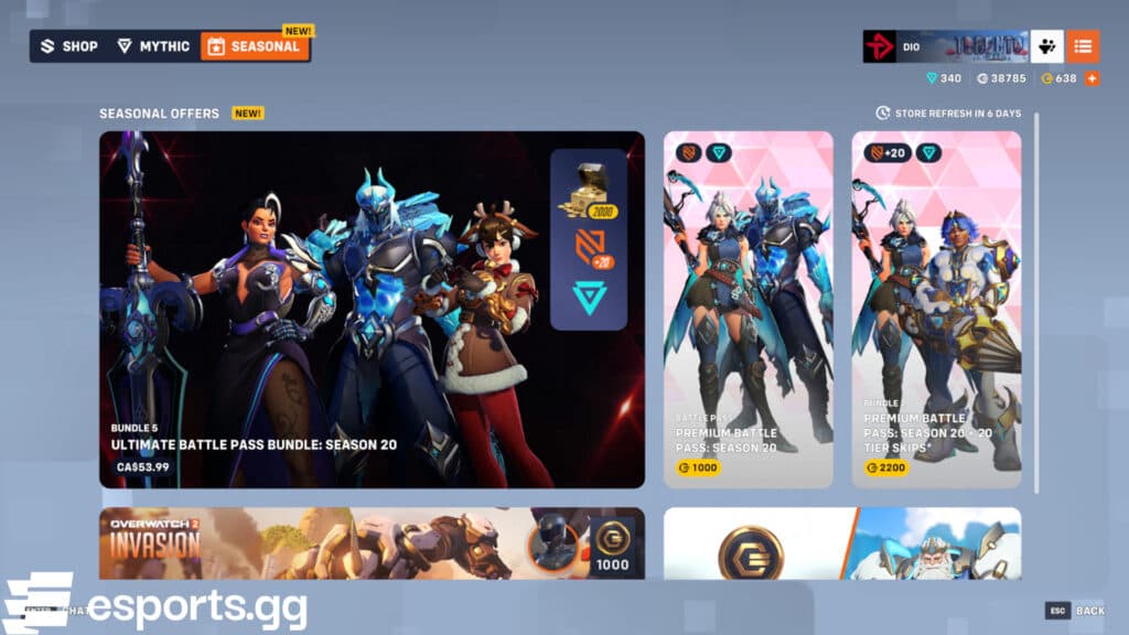 Seasonal shop rotation (Screenshot via esports.gg)