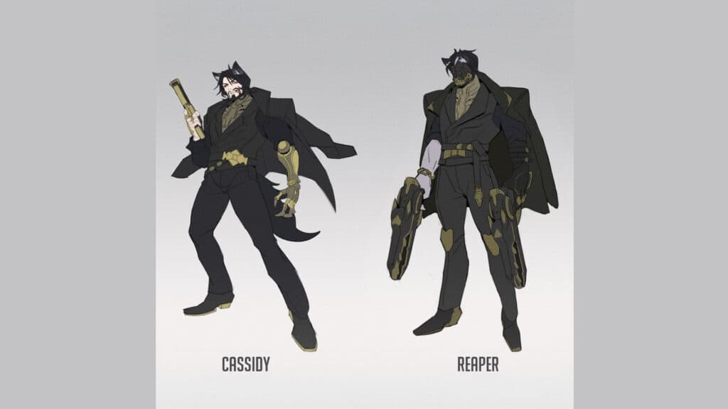 Wolf Cassidy and Wolf Reaper skins from an Overwatch 2 survey (Images via Blizzard Entertainment)