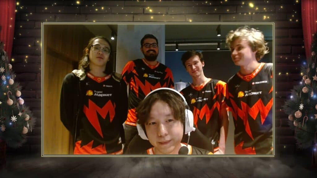 Team Yandex during post-game interview at DreamLeague Season 27 (Screenshot via ESL Dota 2 on YouTube)