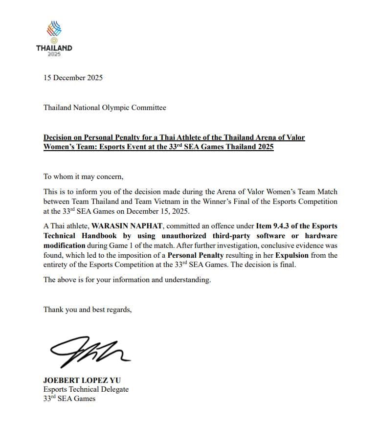 The letter (Image via TESF on Facebook)