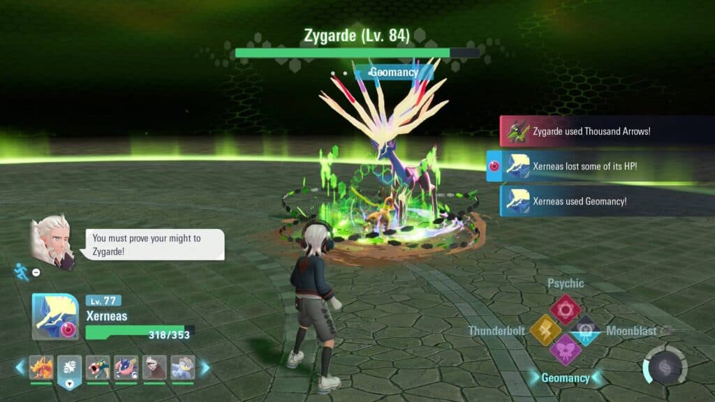 Xerneas using Moonblast on Zygarde (Screenshot via esports.gg)