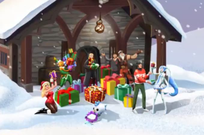 Fortnite Winterfest 2025 teaser featuring Sabrina Carpenter, Hatsune Miku, Hogwarts, and more (Image via Epic Games)