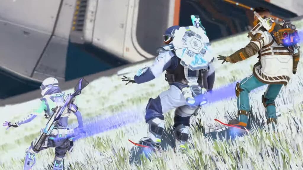 Octane, Newcastle, and Crypto in the new Apex Legends Winter Wipeout event trailer (Image via EA)