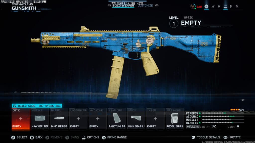 The Sturmwolf 45 loadout in Black Ops 7. Screenshot by esports.gg