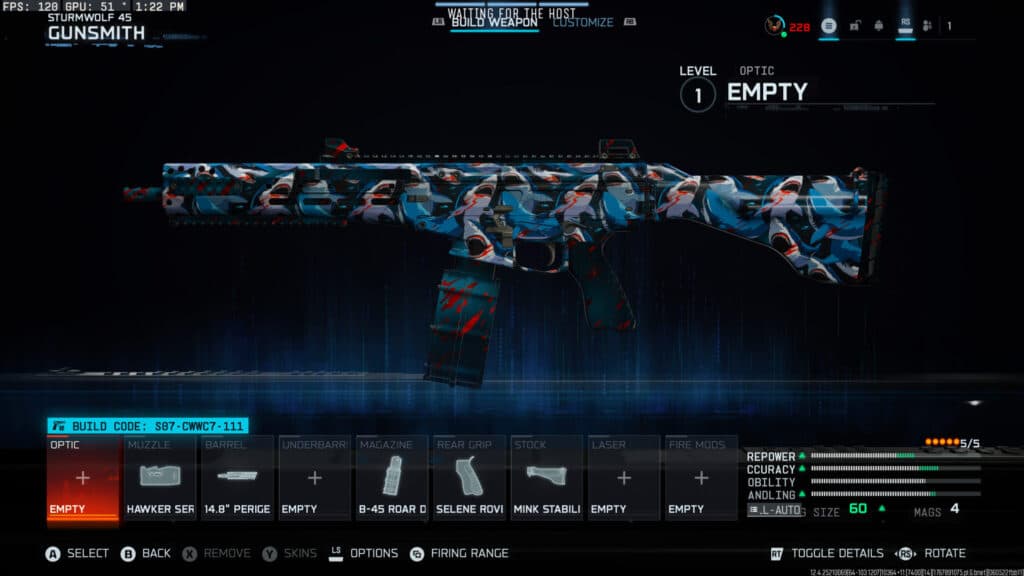 The Sturmwolf 45 loadout in Warzone. Screenshot by esports.gg