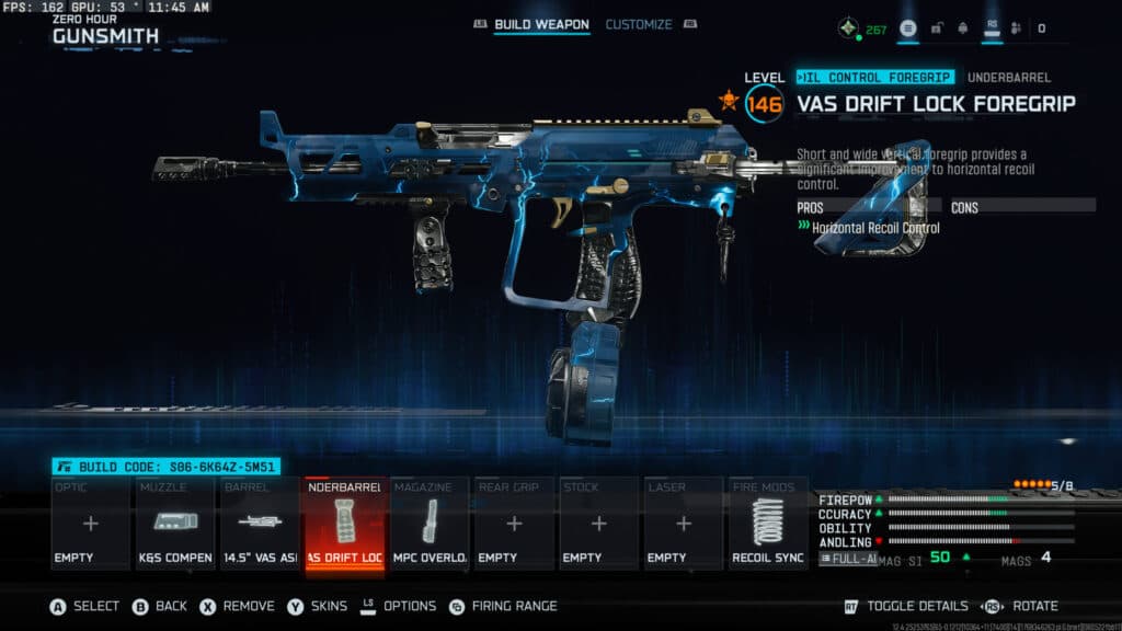 The MPC-25 loadout in Warzone. Screenshot by esports.gg