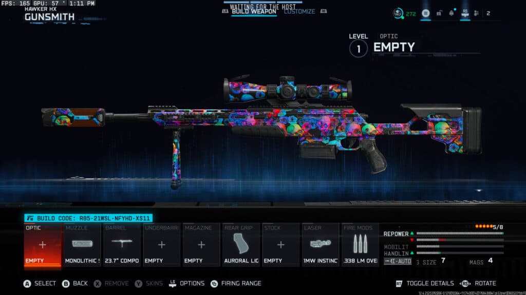 The Hawker HX loadout in Warzone. Screenshot by esports.gg