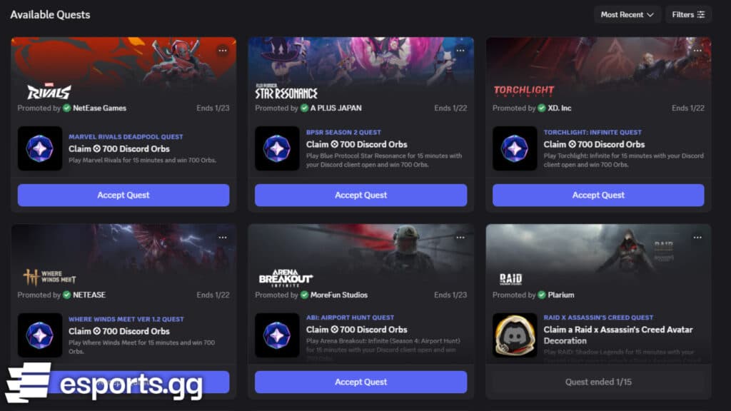 Free Discord Orbs galore (Screenshot via esports.gg)