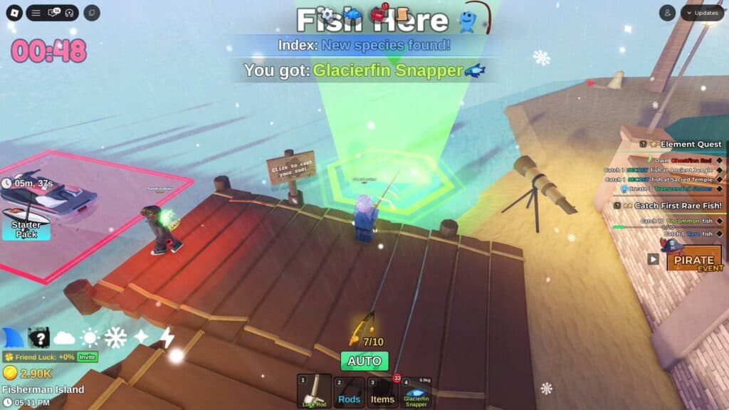 Auto-fishing feature in Fish It! (Screenshot via esports.gg)