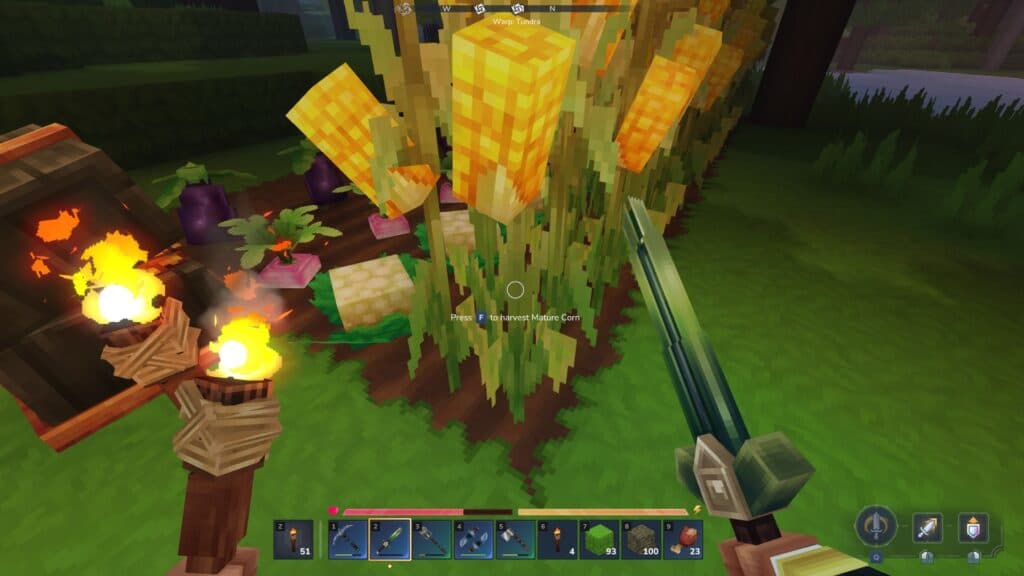 You won't accidentally break eternal crops with weapon swings. (Screenshot via esports.gg)