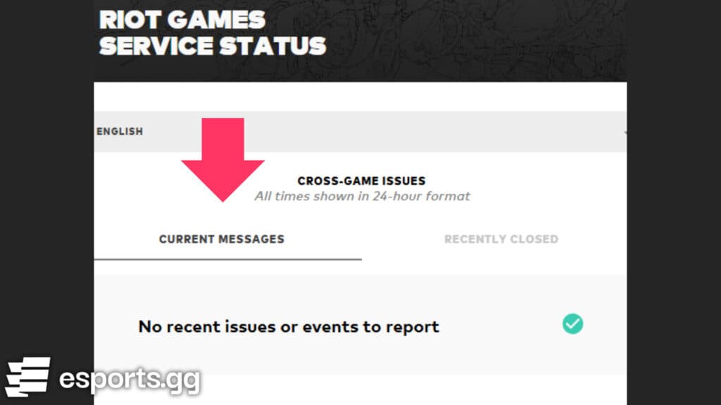 Server status (Screenshot via esports.gg)