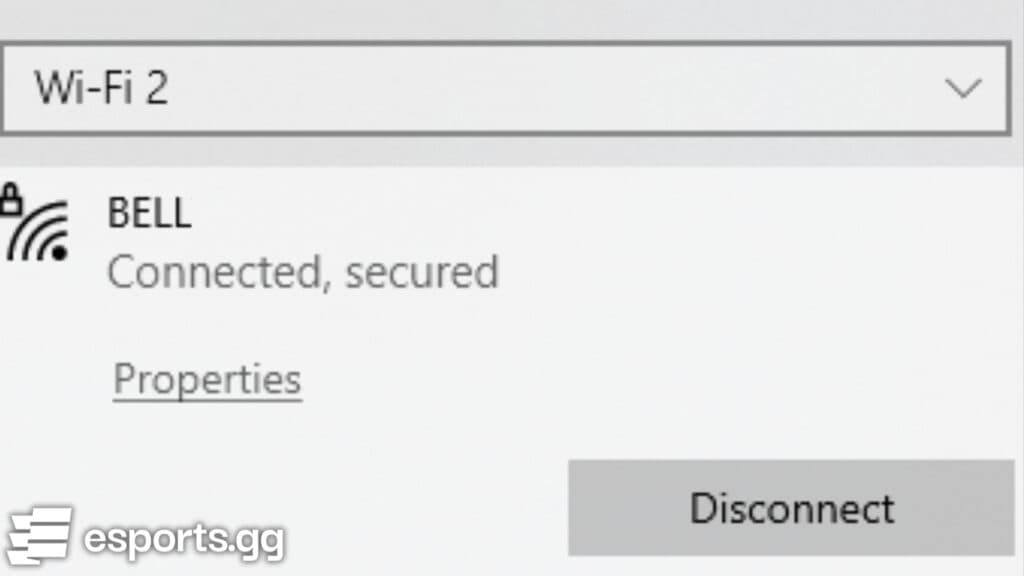 Check the status of your network (Screenshot via esports.gg)