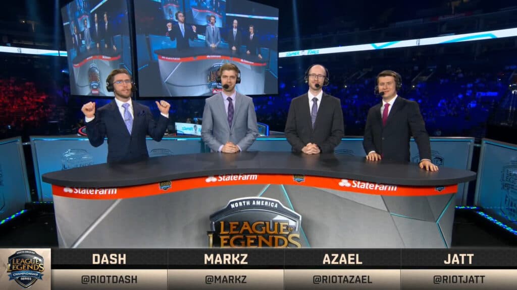 The desk during a game in the NA LCS Summer Finals of 2018. (Image via LoL Esports)