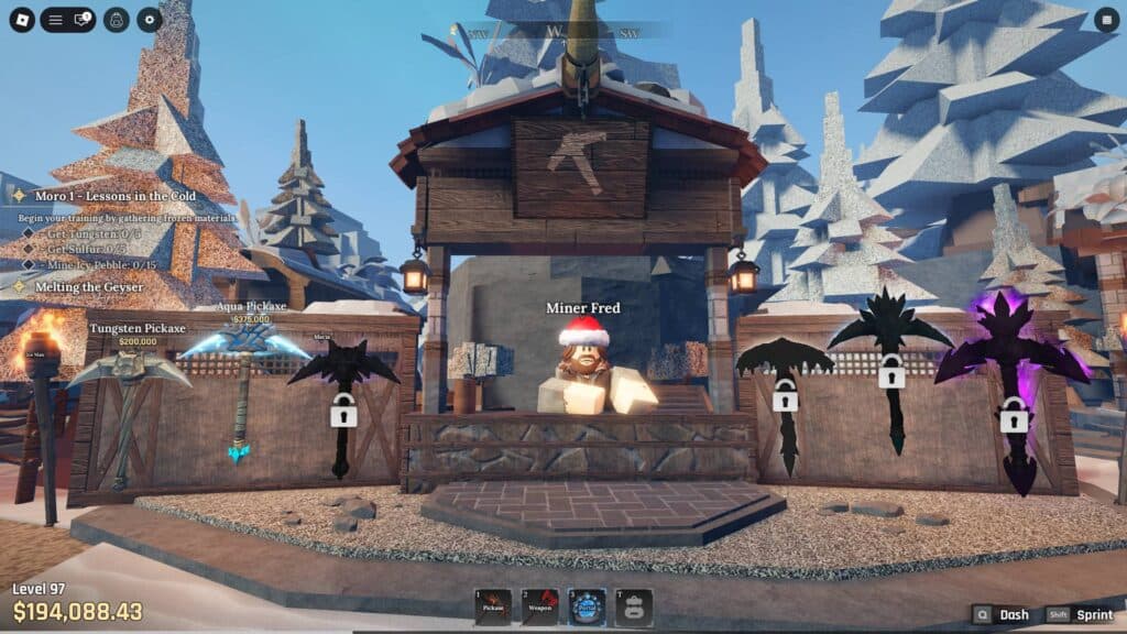 Miner Fred's pickaxe shop (Screenshot via esports.gg)