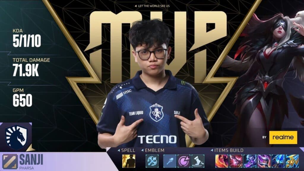 Sanji was unstoppable with his Pharsa pick. (Image via MOONTON Games)