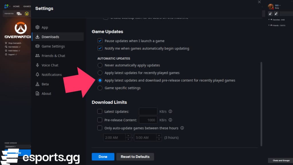 How to automate Overwatch 2 updates (Screenshot via esports.gg)
