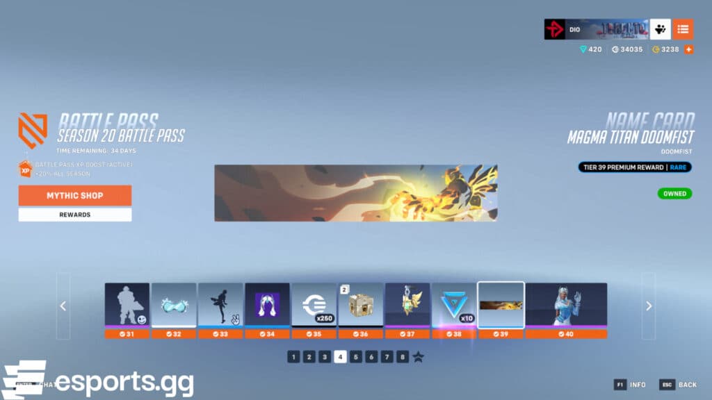 The Magma Titan Doomfist name card in Overwatch 2 (Screenshot via esports.gg)