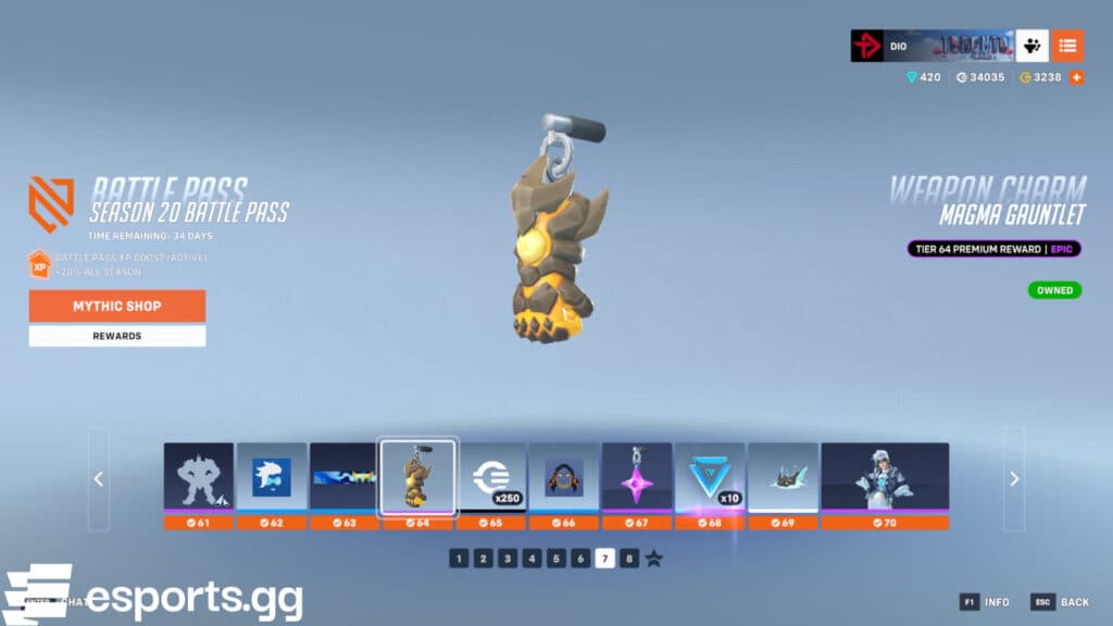 This weapon charm is part of the Magma Titan Doomfist collection (Screenshot via esports.gg)