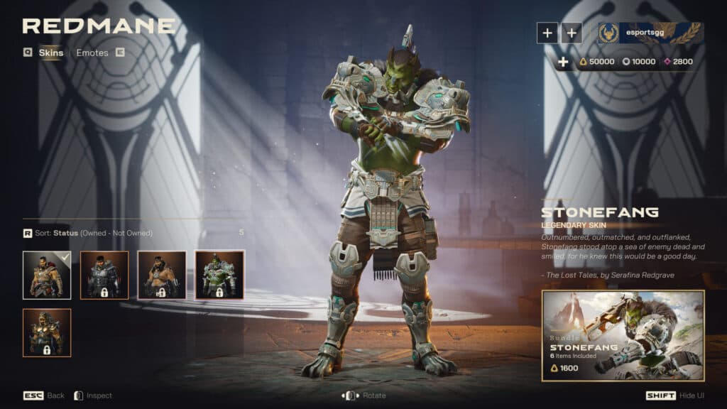 Stonefang Redmane skin (Screenshot via esports.gg)