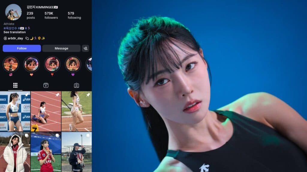 Kim Min-gee during a photoshoot and on Instagram