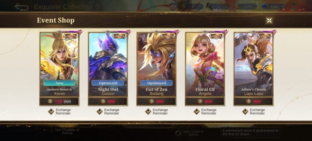 Price of available Collector skins. (Screenshot via esports.gg)