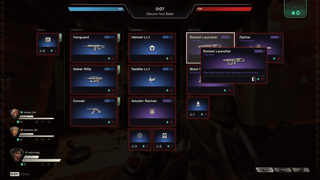 You may swap weapons in Highguard by spending Vesper in the Shop (Image via esports.gg)