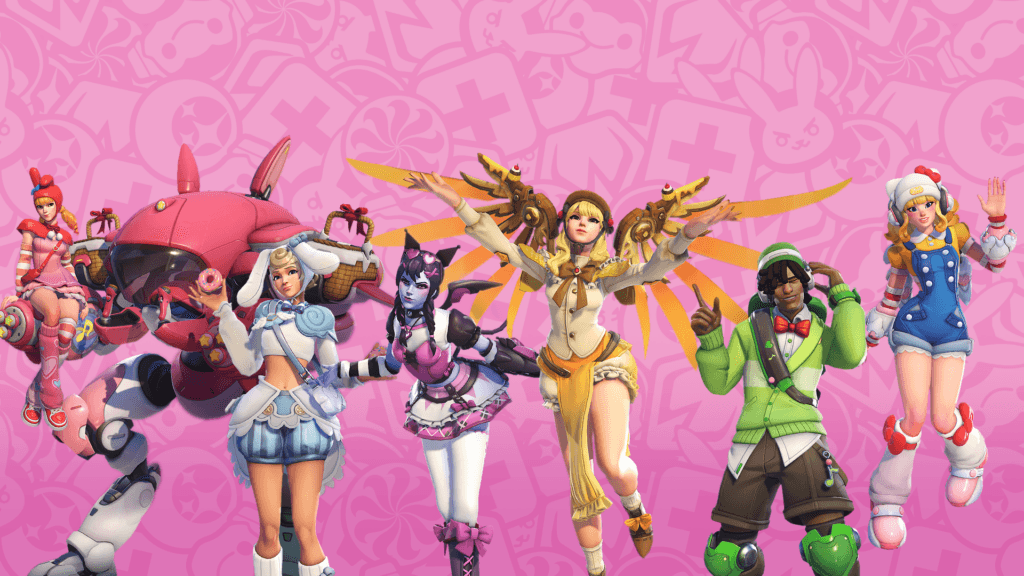Overwatch Hello Kitty skins (Image via Blizzard Entertainment)