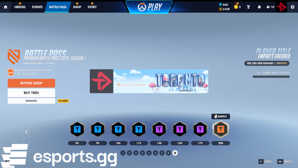 The prestige tiers feature exclusive player titles (Screenshot via esports.gg)