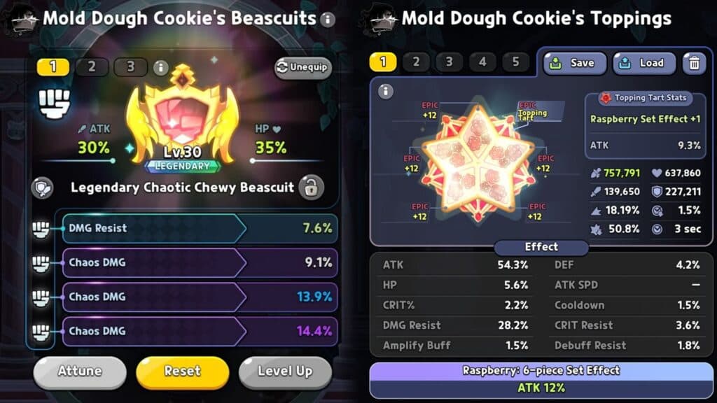 Recommended Beascuits and Toppings for Mold Dough Cookie (Screenshot via esports.gg)