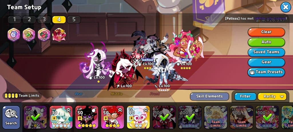 One of the recommended Arena PvP teams for Venom Dough Cookie (Screenshot via esports.gg)
