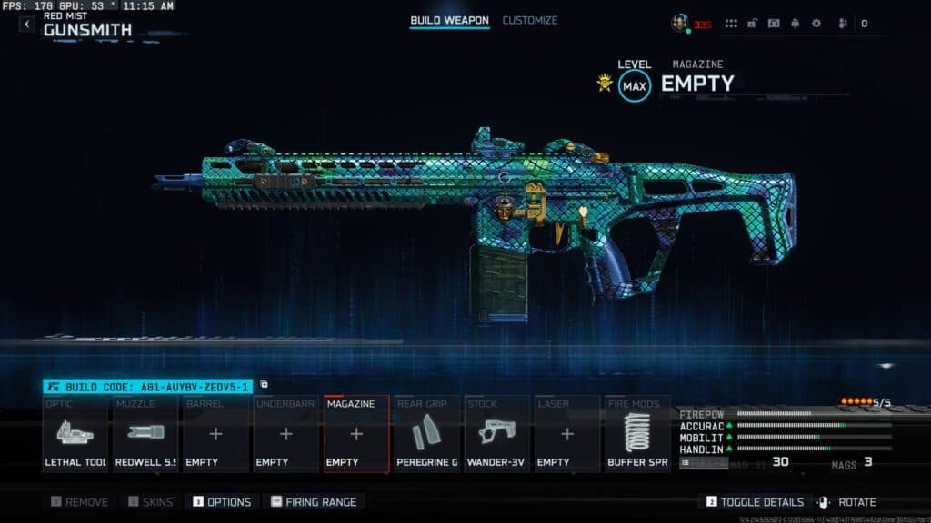 The M15 Mod 0 loadout for Ranked Play. Screenshot by esports.gg