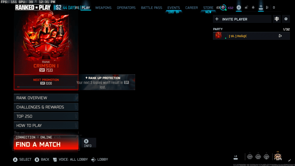 A red flame in Ranked Play. Screenshot by esports.gg