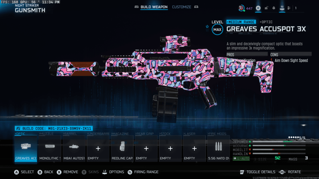 The M8A1 loadout in Warzone. Screenshot by esports.gg