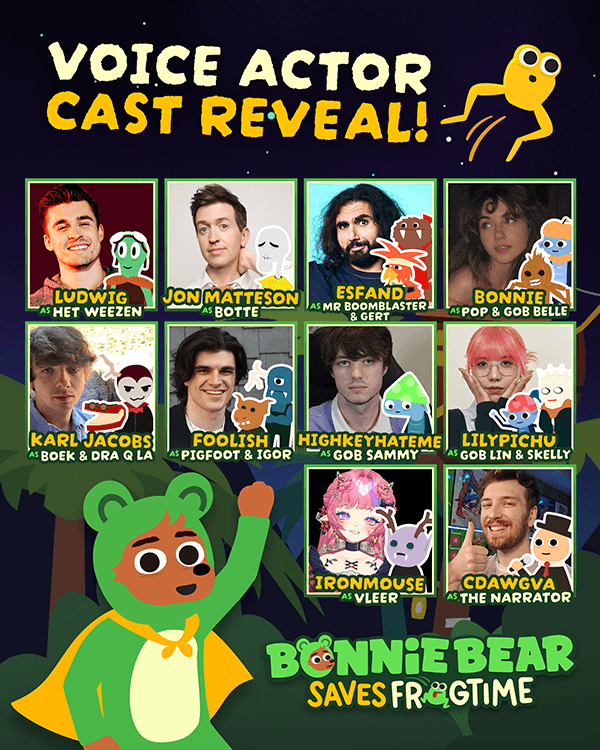 Bonnie Bear Saves Frogtime voice actors (Image via offbrand games)
